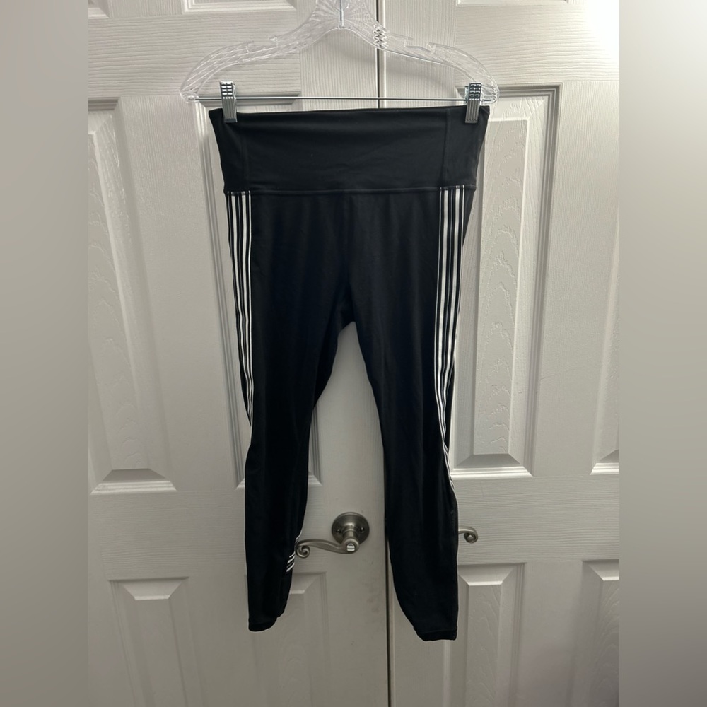 Athleta Black High Rise Stripe Legging Size Medium